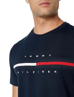 Foto 3 | Foto 3 | Camiseta Tommy Hilfiger De Manga Corta Con Logotipo Para Hombre - Sky Captain - Venta Internacional.