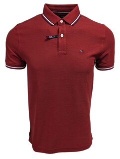 Foto 1 | Foto 1 | Polo Tommy Hilfiger Con Cuello A Rayas Para Hombre (s, Rojo Oscuro) - Venta Internacional.