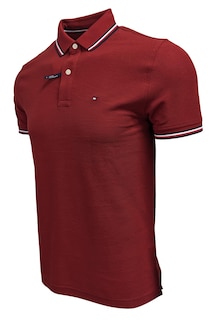 Foto 3 | Foto 3 | Polo Tommy Hilfiger Con Cuello A Rayas Para Hombre (s, Rojo Oscuro) - Venta Internacional.
