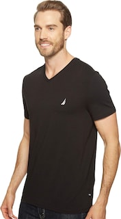 Foto 2 | Foto 2 | Camiseta Nautica Para Hombre, Manga Corta, Lisa, Ajustada, Cuello En V, Negra - Venta Internacional.