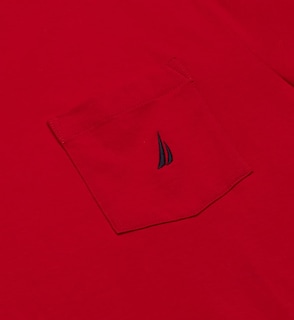 Foto 3 | Foto 3 | Camiseta Nautica Para Hombre, Cuello Redondo Liso Con Bolsillo, Color Rojo, Talla M - Venta Internacional.
