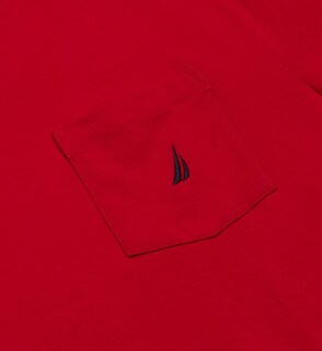 Foto 3 | Foto 3 | Camiseta Nautica Solid Con Cuello Redondo Y Manga Corta Con Bolsillo, Color Rojo - Venta Internacional.