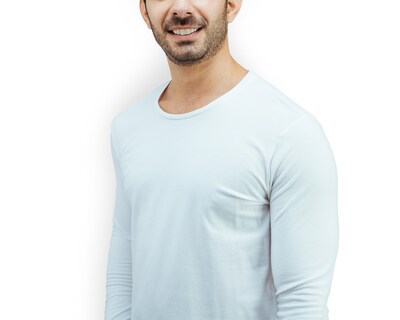 Foto 3 | Foto 4 | Playera De Manga Larga Para Hombre Marca Rams Cottons Modelo Sergio Color Blanco Corte Slim Fit Y Cuello Redondo