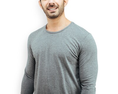 Foto 4 | Foto 4 | Playera De Manga Larga Para Hombre Marca Rams Cottons Modelo Sergio Color Gris Corte Slim Fit Y Cuello Redondo