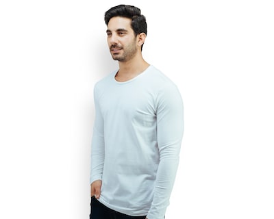 Foto 1 | Foto 1 | Playera De Manga Larga Para Hombre Marca Rams Cottons Modelo Sergio Color Blanco Corte Slim Fit Y Cuello Redondo