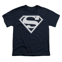 Camiseta Rockinstone Superman Shield Azul Marino Y Blanco Para Jóvenes - Venta Internacional.