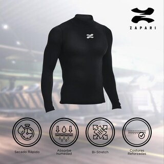 Foto 5 | Foto 5 | Playera Deportiva Manga Larga Zapari Licras Deportivas Para Hombre De Compresion Con Cuello Redondo Rojo