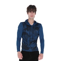 Playera Deportiva Manga Larga Con Capucha Color Azul Para Hombre
