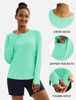 Foto 4 | Foto 4 | Camiseta de Entrenamiento Tacvasen Manga Larga UPF 80+ Verde Menta para Mujer - Venta Internacional