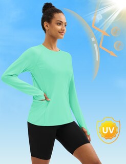 Foto 3 | Foto 3 | Camiseta de Entrenamiento Tacvasen Manga Larga UPF 80+ Verde Menta para Mujer - Venta Internacional
