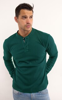 Foto 1 | Foto 1 | Playera Polo Retro Manga Larga Cuello Henley Térmica Tela Tipo Grofe 973609652490