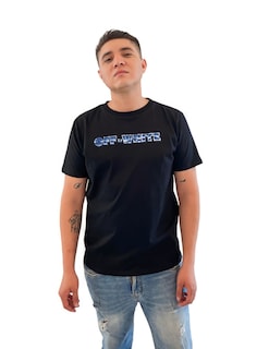 Foto 1 | Foto 1 | Playera Off White Negra con Logo Trasero Azul Multicolor