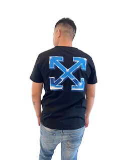 Foto 2 | Foto 2 | Playera Off White Negra con Logo Trasero Azul Multicolor