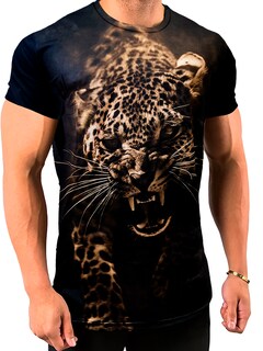 Foto 1 | Foto 1 | Playera Sublimada King B Premium De Manga Corta Negro Leopardo para Hombre