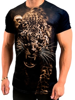 Foto 2 | Foto 2 | Playera Sublimada King B Premium De Manga Corta Negro Leopardo para Hombre