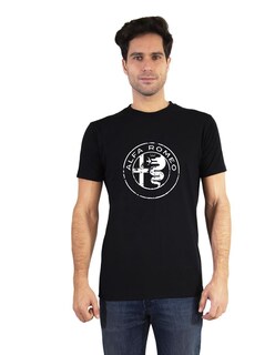 Foto 1 | Foto 1 | Playera Alfa Romeo Negra Logo Desgastado para Hombre