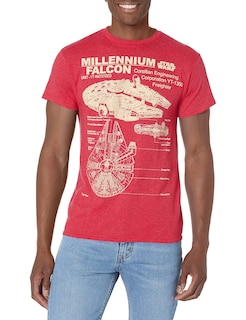 Foto 1 | Foto 1 | Camiseta Star Wars Millennium Falcon Drawing Para Hombre - Rojo - Venta Internacional.