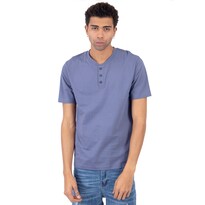 Playera Henley Manga Corta Lisa Con Botones Para Hombre Quarry