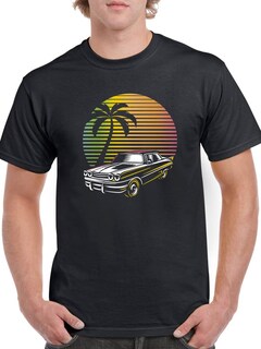 Foto 1 | Foto 1 | Playera Smartprintsink Hombre de Auto en Atardecer Retro color Negro