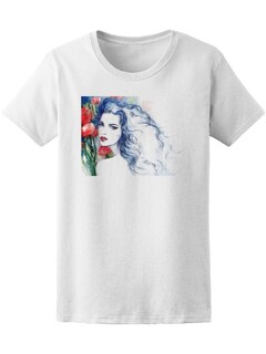 Foto 1 | Foto 1 | Playera Smartprintsink Mujer Ilustración en Acuarelas Mujer con Amapolas