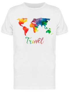 Foto 1 | Foto 1 | Playera SmartPrintsInk color Blanco para Hombre - Mapa En Acuarelas Viaja