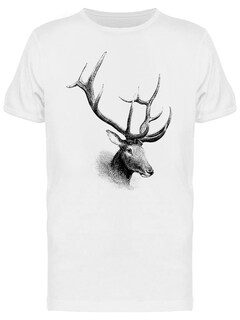 Foto 1 | Foto 1 | Playera SmartPrintsInk color Blanco para Hombre - Ilustracion A Lápiz Cabeza De Ciervo