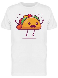 Foto 1 | Foto 1 | Playera SmartPrintsInk color Blanco para Hombre - Taco con Bigote