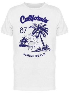 Foto 1 | Foto 1 | Playera SmartPrintsInk color Blanco para Hombre - Sol Y Palmeras Playa Venice California