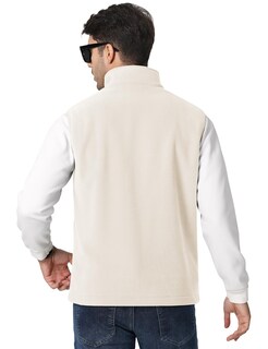 Foto 2 | Foto 2 | Chaleco Tacvasen De Forro Polar Con Cierre Completo Para Hombre, Beige Y Blanco, Talla M - Venta Internacional.
