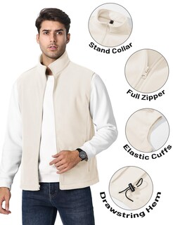 Foto 3 | Foto 3 | Chaleco Tacvasen De Forro Polar Con Cierre Completo Para Hombre, Beige Y Blanco, Talla M - Venta Internacional.