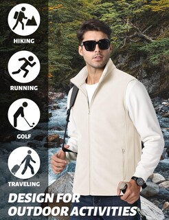 Foto 6 | Foto 6 | Chaleco Tacvasen De Forro Polar Con Cierre Completo Para Hombre, Beige Y Blanco, Talla M - Venta Internacional.
