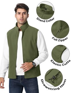 Foto 3 | Foto 3 | Chaleco Para Correr Tacvasen De Forro Polar Ligero Y Cálido Para Hombre, Color Verde Militar - Venta Internacional.