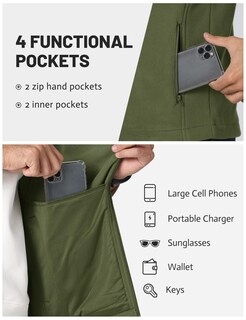Foto 4 | Foto 4 | Chaleco Para Correr Tacvasen De Forro Polar Ligero Y Cálido Para Hombre, Color Verde Militar - Venta Internacional.