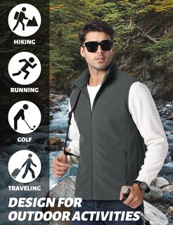 Foto 6 | Foto 6 | Chaleco Tacvasen De Forro Polar Con Cierre Completo Para Hombre, Color Gris Oscuro, Talla S - Venta Internacional.