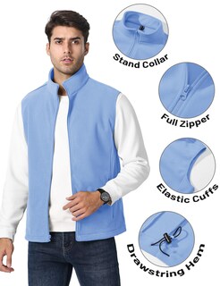Foto 3 | Foto 3 | Chaleco Tacvasen Para Hombre, Abrigo Cálido De Forro Polar Con Cremallera, Azul Claro, Xl - Venta Internacional.