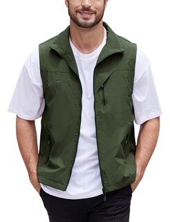 Foto 1 | Foto 1 | Chaleco Gihuo Para Hombre, Ligero, Para Golf, Fotografía, Pesca, Viajes, Color Verde Militar - Venta Internacional.