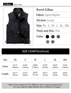Foto 6 | Foto 6 | Chaleco Gihuo Para Hombre, Ligero, Para Golf, Fotografía, Pesca, Viajes, Negro - Venta Internacional.