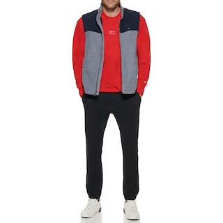 Foto 2 | Foto 2 | Chaleco Tommy Hilfiger De Forro Polar Para Hombre, Color Azul Marino Y Gris Claro, Talla L - Venta Internacional.