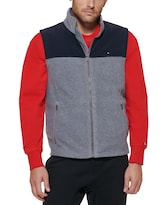 Chaleco Tommy Hilfiger De Forro Polar Para Hombre, Talla Pequeña, Azul Marino Y Gris Claro - Venta Internacional.