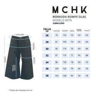 Foto 5 | Foto 5 | Bermuda De Mezclilla Mchk. Caballero, Color Rompe Olas. Modelo 8079