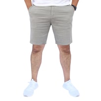 Bermuda Short Skinny De Gabardina Stretch Gris Claro John Silver