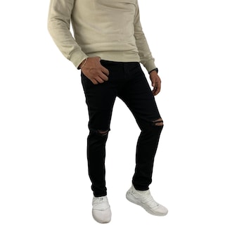 Foto 1 | Foto 1 | Pantalón Skinny Stretch Indutex y Moda Negro Rodillas para Hombre
