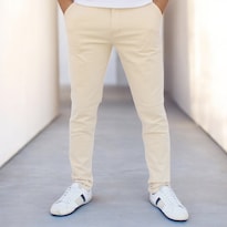 Pantalón Skinny De Gabardina Hueso John Silver