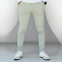 Pantalón Skinny De Gabardina Verde Olivo John Silver