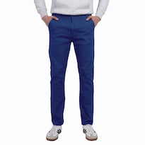 Pantalón De Hombre De Gabardina Casual Skinny Azul Pizarra