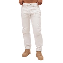 Jeans De Mezclilla Mchk Corte Carpintero, Diseño De Bolsas. Para Hombre. Color Hueso. Modelo 8061