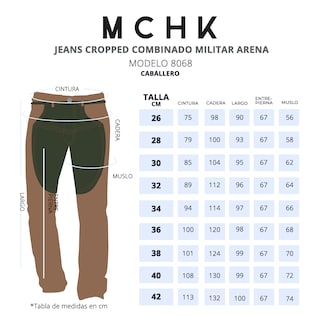 Foto 6 | Foto 6 | Jeans De Mezclilla Mchk. Cropped, Diseño Bicolor, Color Militar Y Arena. Para Hombre. Modelo 8068