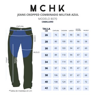 Foto 6 | Foto 6 | Jeans De Mezclilla Mchk. Cropped, Diseño Bicolor, Color Militar Y Azul. Para Hombre. Modelo 8070