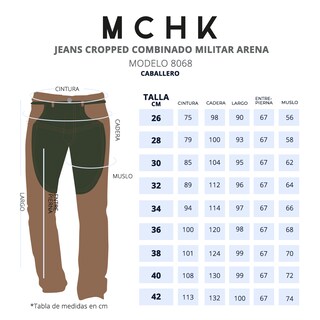 Foto 6 | Foto 6 | Jeans De Mezclilla Mchk. Cropped, Diseño Bicolor, Color Militar Y Arena. Para Hombre. Modelo 8068