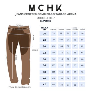 Foto 6 | Foto 6 | Jeans De Mezclilla Mchk. Cropped, Diseño Bicolor, Color Tabaco Y Arena. Para Hombre. Modelo 8067